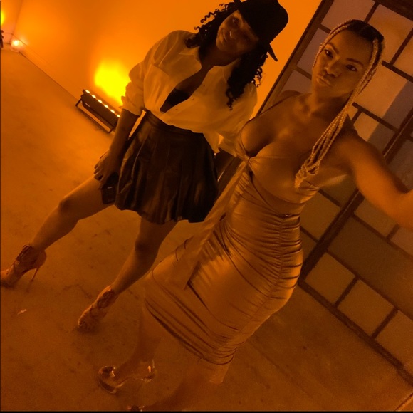 Camel Color Midi Dress Size Small - Picture 4 of 4